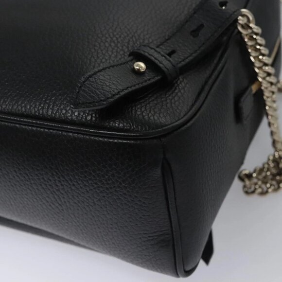 GUCCI Chain Interlocking Backpack Leather Gold Black 536192 Auth 115987AV - Picture 10 of 16